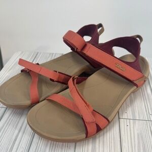 Teva Women's Verra Hiking Sandals Burgundy Orange Adjustable Straps Size 9 Shoes